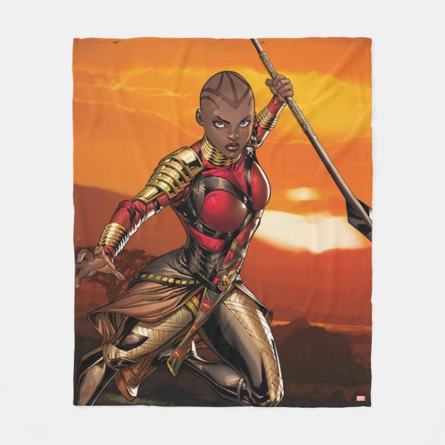 Avengers Classics | Okoye Leaping With Spear Fleece Blanket (Front)