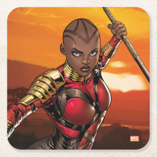 Avengers Classics   Okoye Leaping With Spear Square Paper Coaster