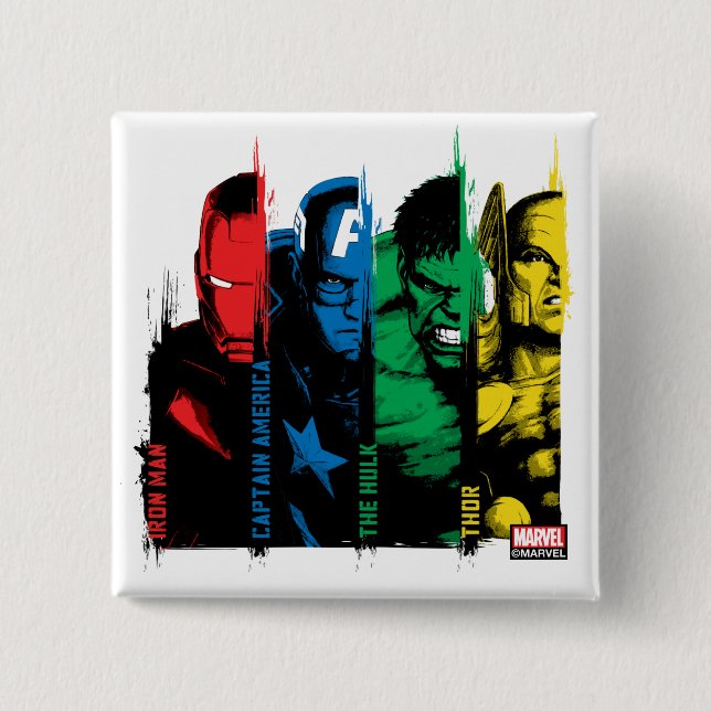 Avengers Classics | Paint Brush Lineup 2 Inch Square Button (Front)
