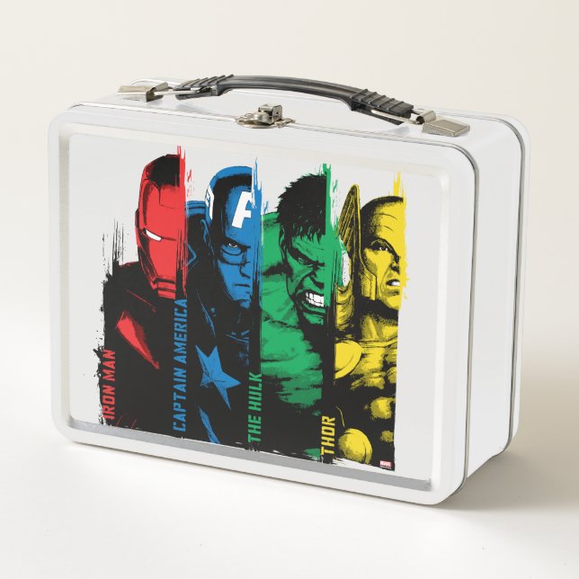 Avengers Classics | Paint Brush Lineup Metal Lunch Box (Front)