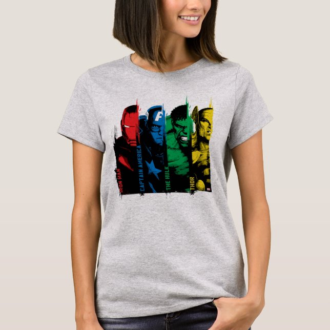 Avengers Classics | Paint Brush Lineup T-Shirt (Front)