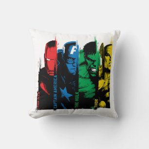 Avengers Classics Paint Brush Lineup Throw Pillow