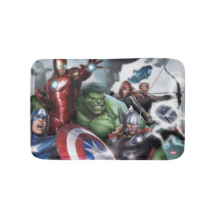 Avengers Classics Poised For Battle Drawing Bath Mat