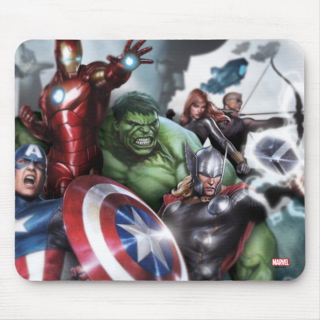Avengers Classics | Poised For Battle Drawing Mouse Pad (Front)