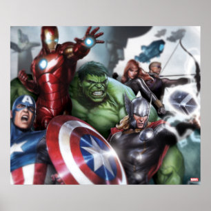 Avengers Classics Poised For Battle Drawing Poster