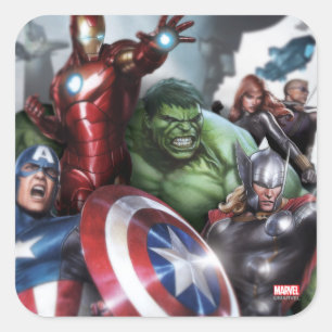 Avengers Classics Poised For Battle Drawing Square Sticker