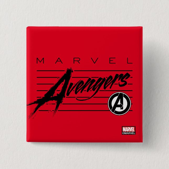 Avengers Classics | Retro Avengers Stylized Logo 2 Inch Square Button (Front)
