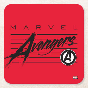 Avengers Classics   Retro Avengers Stylized Logo Square Paper Coaster
