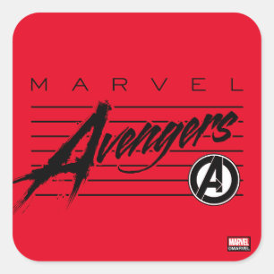 Avengers Classics   Retro Avengers Stylized Logo Square Sticker