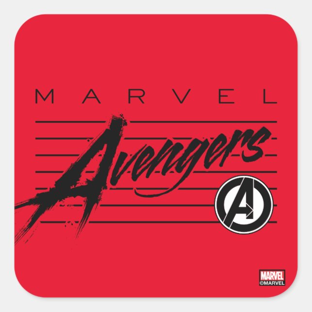 Avengers Classics | Retro Avengers Stylized Logo Square Sticker (Front)
