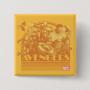 Avengers Classics Retro Avengers Sunset Graphic 2 Inch Square Button