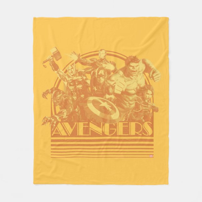 Avengers Classics | Retro Avengers Sunset Graphic Fleece Blanket (Front)