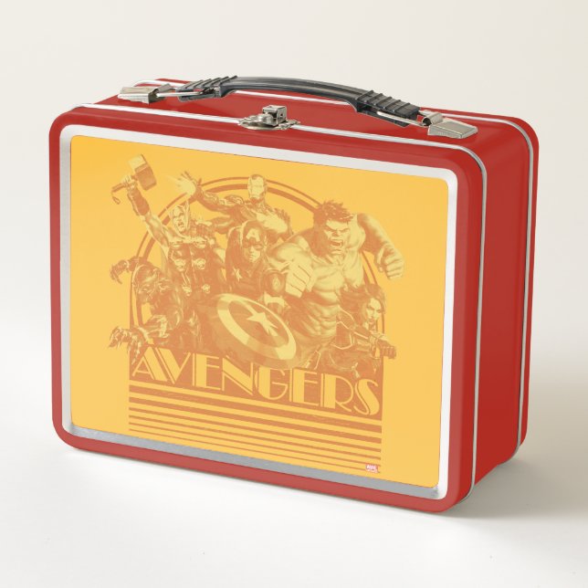 Avengers Classics | Retro Avengers Sunset Graphic Metal Lunch Box (Front)