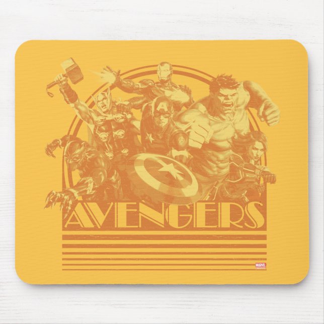 Avengers Classics | Retro Avengers Sunset Graphic Mouse Pad (Front)