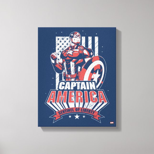 Avengers Classics | Retro Captain America Liberty Canvas Print (Front)