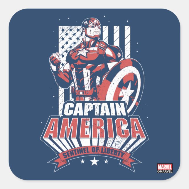 Avengers Classics | Retro Captain America Liberty Square Sticker (Front)