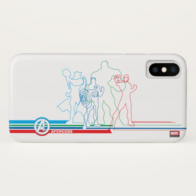 Avengers Classics | Retro Lineart Outline Case-Mate iPhone Case (Back (Horizontal))