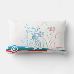 Avengers Classics Retro Lineart Outline Lumbar Pillow