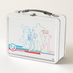 Avengers Classics   Retro Lineart Outline Metal Lunch Box
