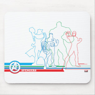 Avengers Classics   Retro Lineart Outline Mouse Pad