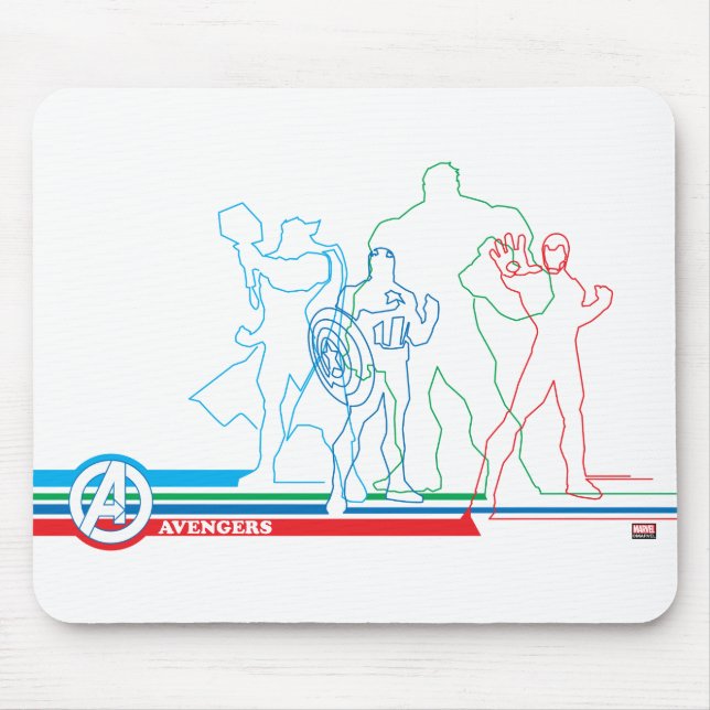 Avengers Classics | Retro Lineart Outline Mouse Pad (Front)