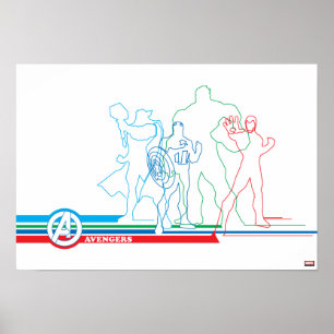 Avengers Classics   Retro Lineart Outline Poster