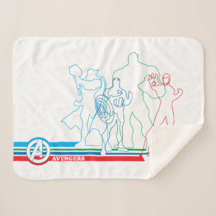 Avengers Classics Retro Lineart Outline Sherpa Blanket