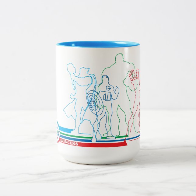 Avengers Classics | Retro Lineart Outline Two-Tone Coffee Mug (Center)