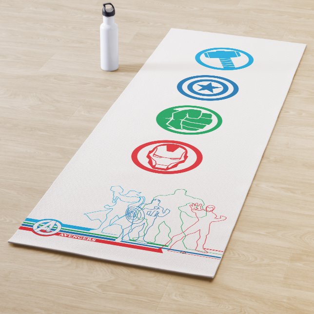 Avengers Classics | Retro Lineart Outline Yoga Mat (In Situ)
