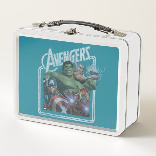 Avengers Classics | Retro Throwback Avengers Art Metal Lunch Box (Front)