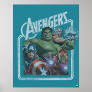 Avengers Classics   Retro Throwback Avengers Art Poster