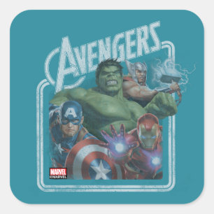 Avengers Classics   Retro Throwback Avengers Art Square Sticker