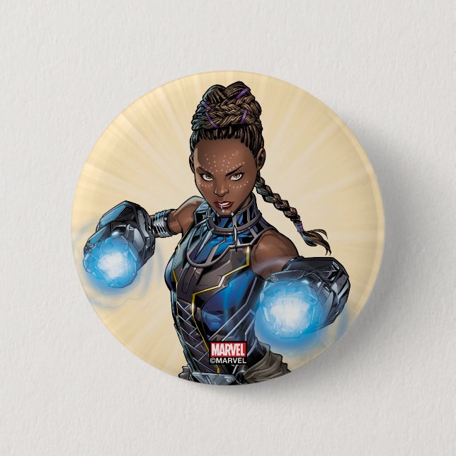 Avengers Classics | Shuri Leap With Gauntlets 2 Inch Round Button (Front)