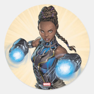 Avengers Classics Shuri Leap With Gauntlets Classic Round Sticker