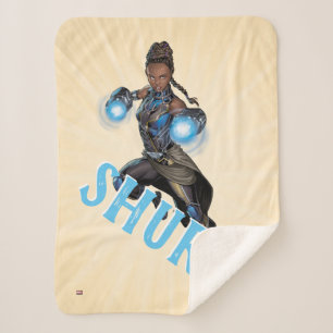 Avengers Classics   Shuri Leap With Gauntlets Sherpa Blanket