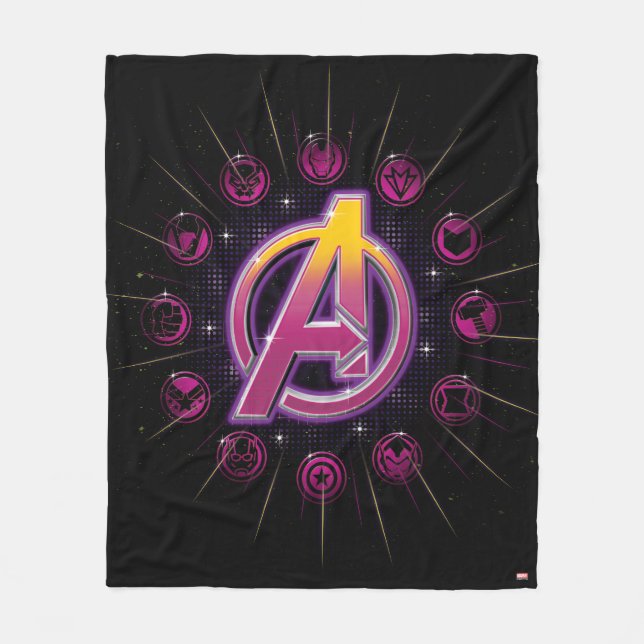 Avengers Classics | Stellar Avengers Icons Fleece Blanket (Front)