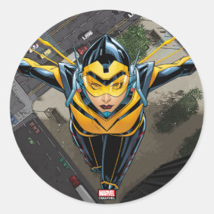 Avengers Classics   The Wasp Head-On Classic Round Sticker
