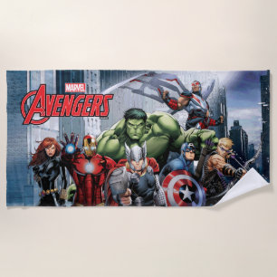 Avengers Classics   Thor Leading Avengers Beach Towel
