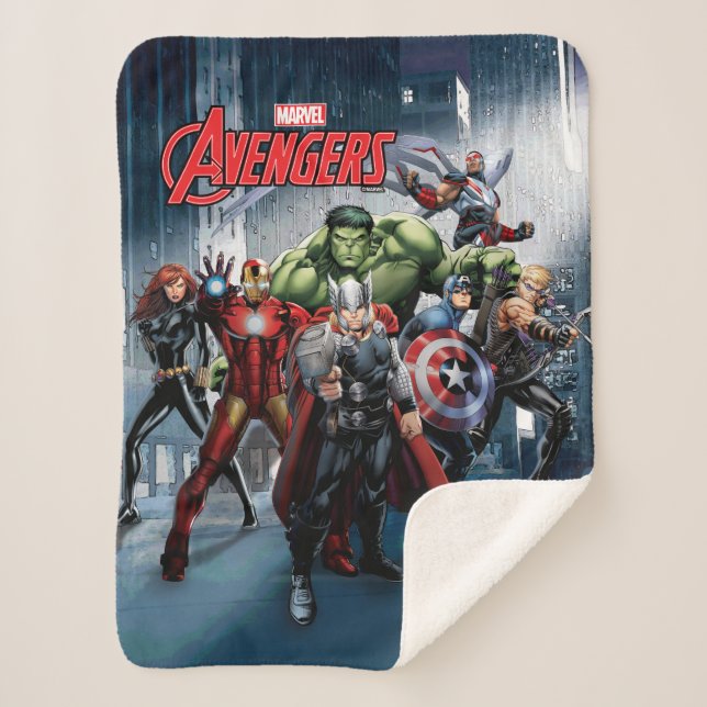 Avengers Classics | Thor Leading Avengers Sherpa Blanket (Front)