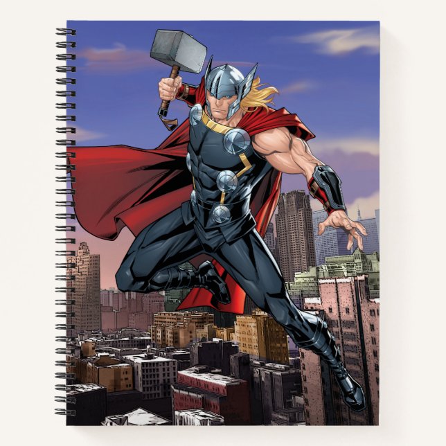 Avengers Classics | Thor Leaping With Mjolnir Notebook (Front)