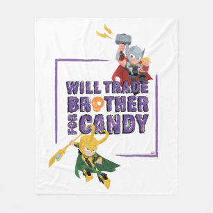 Avengers Classics Thor & Loki Halloween Candy Fleece Blanket
