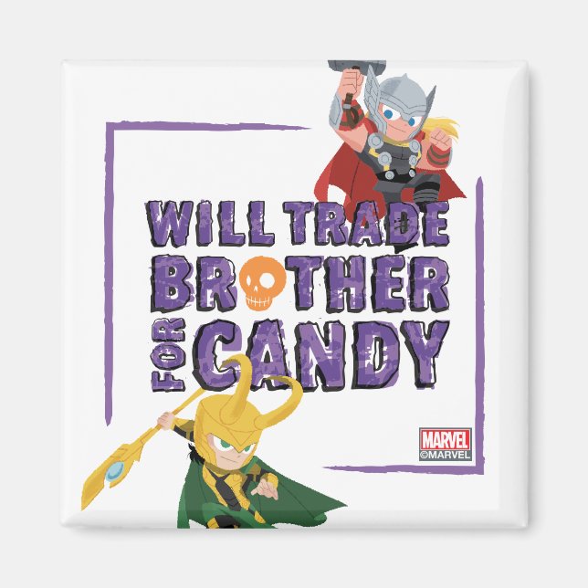 Avengers Classics | Thor & Loki Halloween Candy Magnet (Front)
