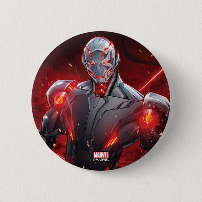 Avengers Classics | Ultron Destruction Mode 2 Inch Round Button (Front)