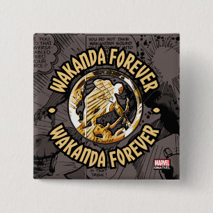 Avengers Classics Wakanda Forever Comic Pattern 2 Inch Square Button