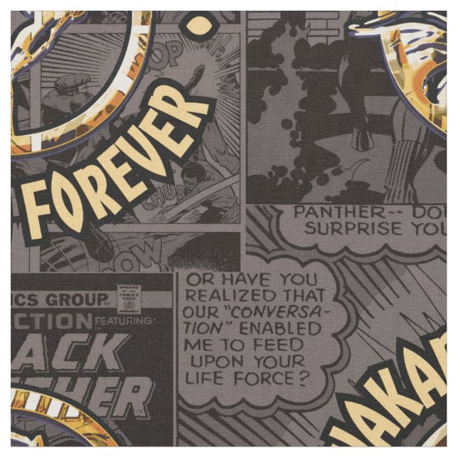 Avengers Classics | Wakanda Forever Comic Pattern Fabric (Close Up)