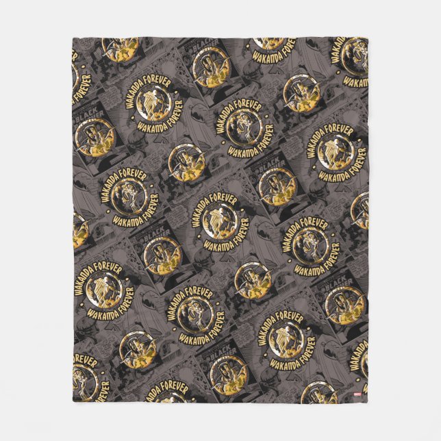 Avengers Classics | Wakanda Forever Comic Pattern Fleece Blanket (Front)