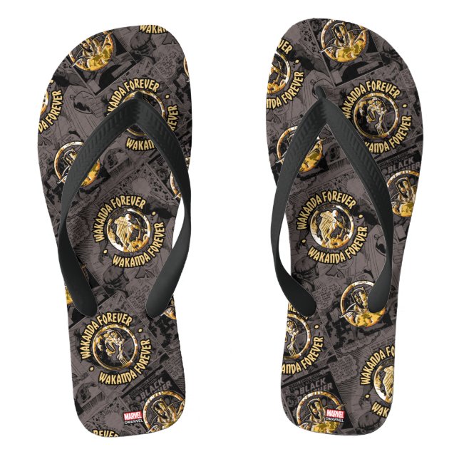 Avengers Classics | Wakanda Forever Comic Pattern Flip Flops (Footbed)
