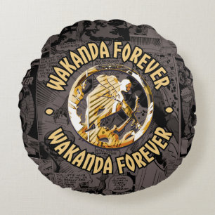 Avengers Classics   Wakanda Forever Comic Pattern Round Pillow