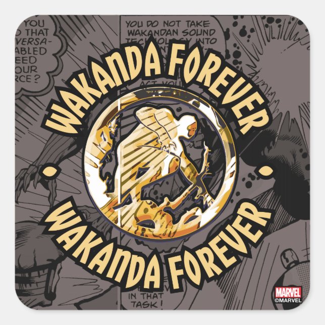 Avengers Classics | Wakanda Forever Comic Pattern Square Sticker (Front)