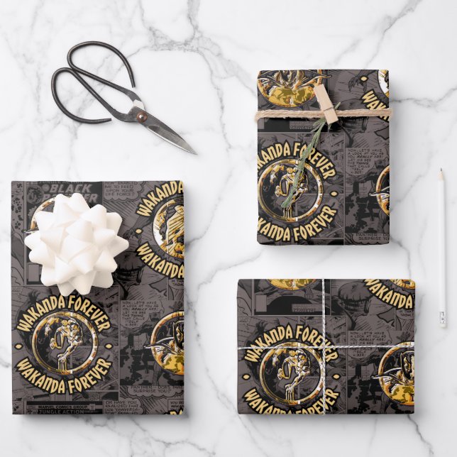 Avengers Classics | Wakanda Forever Comic Pattern Wrapping Paper Sheet (Front)